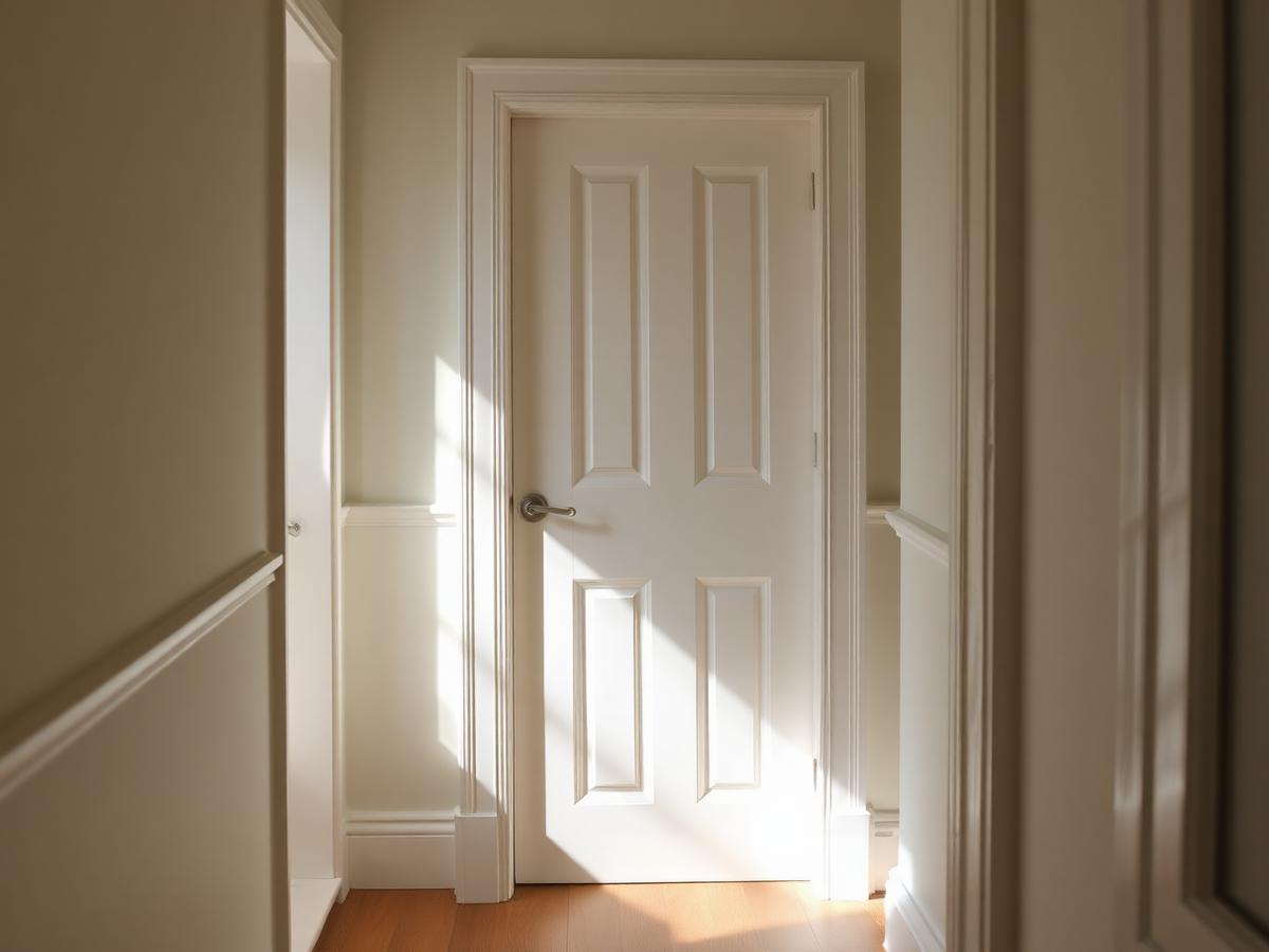 Porte et plinthes repeintes en laque satinée blanche à Aubessagne