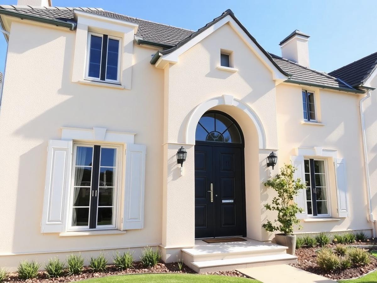 Façade de maison après ravalement et peinture à Aubessagne